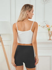 Women s High Waist Stretchy Solid Cycling Shorts with Elastic