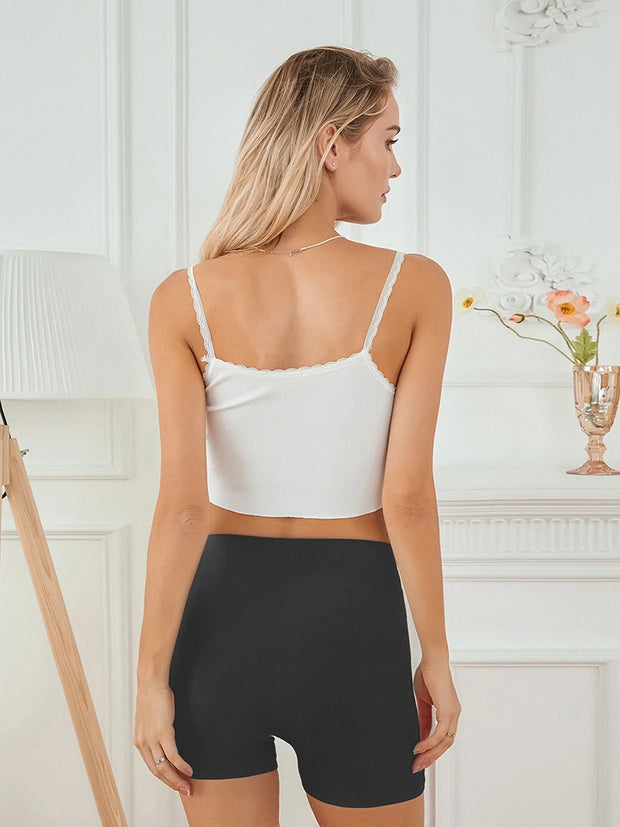 Women s High Waist Stretchy Solid Cycling Shorts with Elastic