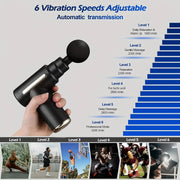 Portable Deep Tissue Massager with LED Touch Screen 4 Replaceable Massage Heads