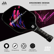 4 - USAPA Light Graphite Rackets Fiber Face & Polymer Honeycomb Core Pickleball Set with 6 Outdoor Pickleballs