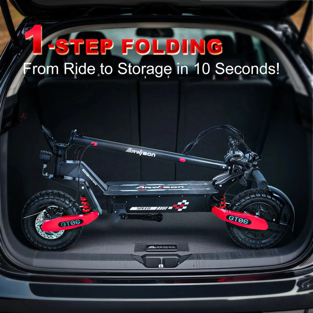 1200W Foldable E-Scooter for Adults -Max Speed 30MPH, 48V 13AH/23.4AH, 11"Off-Road Tires