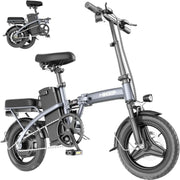 Folding Electric Bike for Adults,14” Tire 22Mph 400W (Peak 600W) Motor