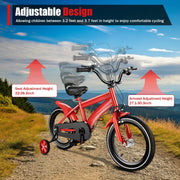 14" Children's Stabilized Training Bike with Handbrake Removable Wheels for Kids 3-6 Years