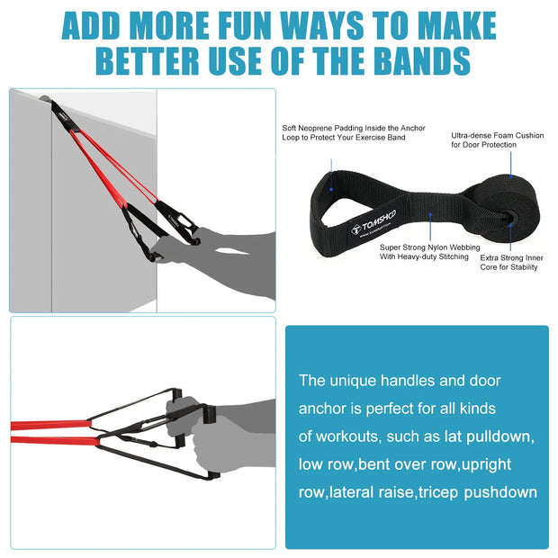 5 Packs Pull Up Assist Bands Set Resistance Loop Bands Powerlifting Exercise Stretch Bands with Door Anchor and Handle Pull Rope