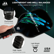 4 - USAPA Light Graphite Rackets Fiber Face & Polymer Honeycomb Core Pickleball Set with 6 Outdoor Pickleballs