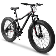26 Inch 21 Speed Mountain Bike, 4-Inch Wide Fat Tire, Steel Frame, Disc Brake