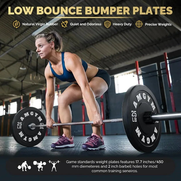 Rubber Coated 2 Inch Barbell Sets for Home Gym - Free Weights