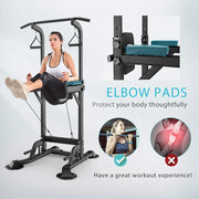 Height Adjustable Multi-Function Dip Station Pull Up Bar Stand with Backrest