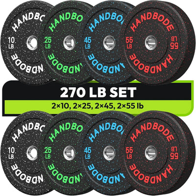 High Bounce Bumper Weight Plate Set for Home Gym, Colored Rubber Weights