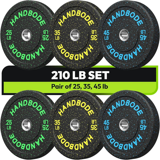 High Bounce Bumper Weight Plate Set for Home Gym, Colored Rubber Weights