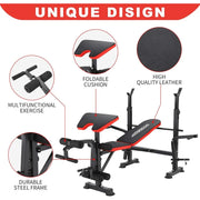600lbs 6 in 1 Weight Bench Set with Leg Developer Curl Rack and Adjustable Workout Bench
