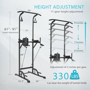 Height Adjustable Multi-Function Dip Station Pull Up Bar Stand with Backrest