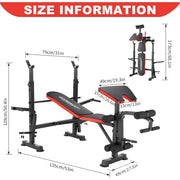 600lbs 6 in 1 Weight Bench Set with Leg Developer Curl Rack and Adjustable Workout Bench