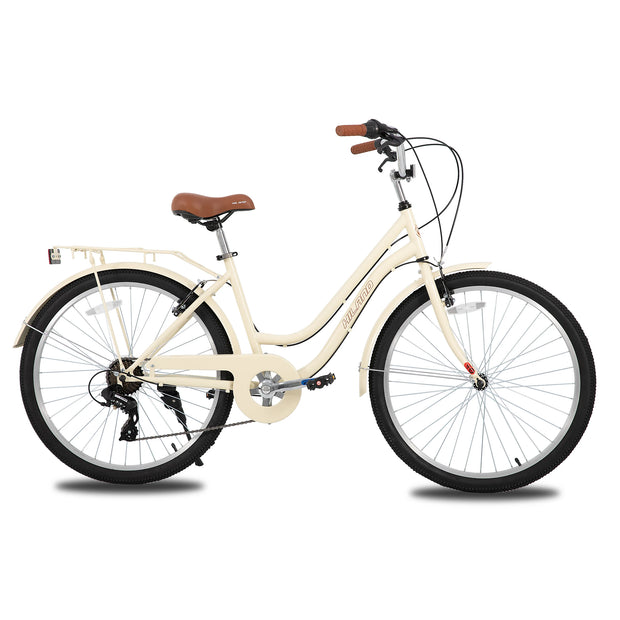 26 inch 7 Speed Beach Cruiser Bike for Men and Women with Rear Rack