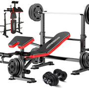 600lbs 6 in 1 Weight Bench Set with Leg Developer Curl Rack and Adjustable Workout Bench