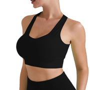 Women Gym Workout Crop Top Yoga Vest Shockproof With Chest Pad