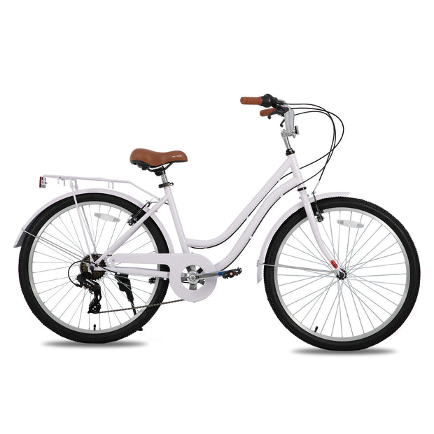 26 inch 7 Speed Beach Cruiser Bike for Men and Women with Rear Rack