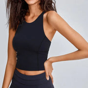 Women Cross Back Wide Strap Push-up Sports Fitness Crop