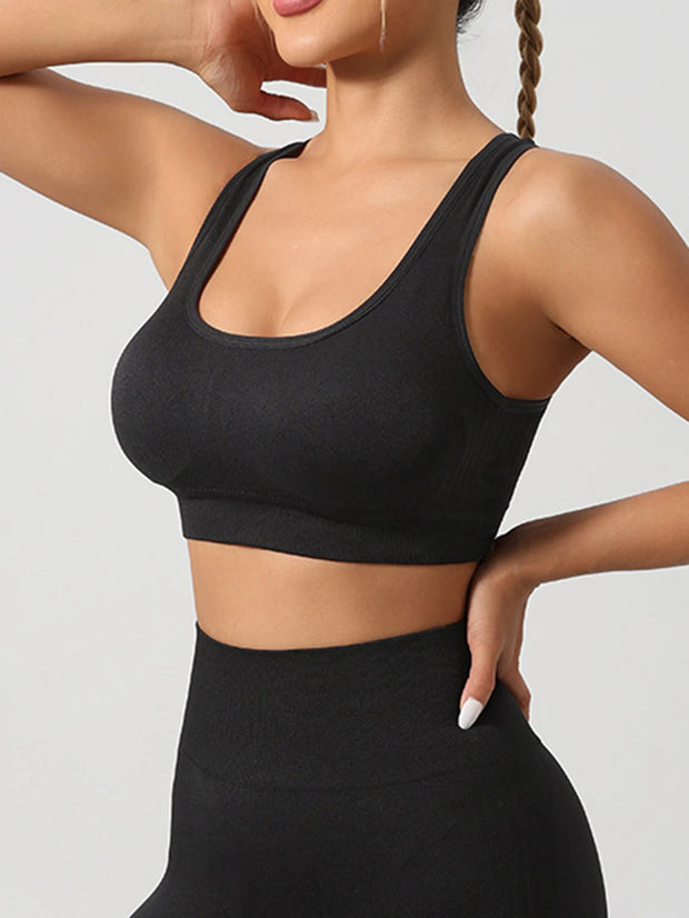 2 Piece Stretchy Sports Bra and High Waisted Seamless Workout Shorts