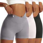 Women Solid Elastic Breathable Running Yoga Scrunch Butt Shorts