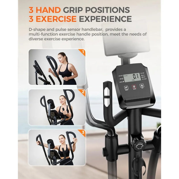 400LBS Weight Capacity Elliptical Machines With Hyper-Quiet Magnetic Driving System and16-Level Adjustable Resistance