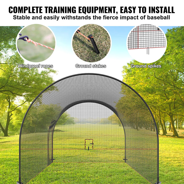 12/22/33/40 FT Heavy Duty Portable Baseball Enclosed Batting Pitching Cage Net with Carry Bag