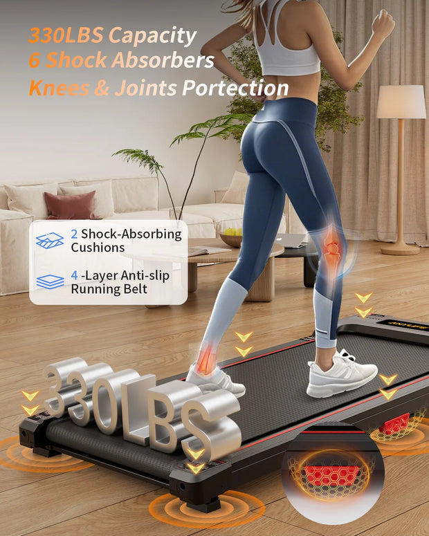 Under Desk Incline Walking Pad Treadmill 330lbs Capacity, 2.5HP