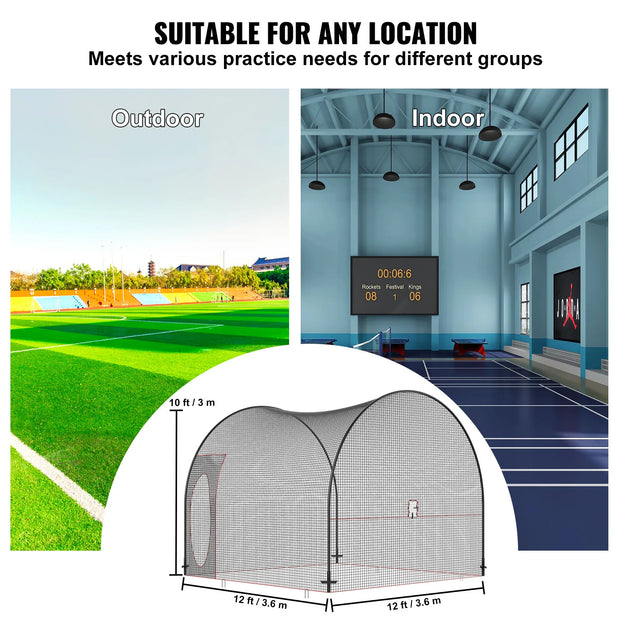 12/22/33/40 FT Heavy Duty Portable Baseball Enclosed Batting Pitching Cage Net with Carry Bag