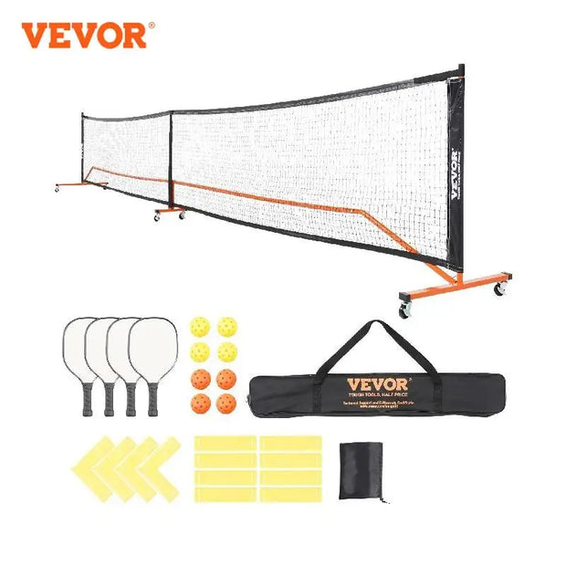 Portable 22FT Full Court Pickle Ball Indoor & Outdoor Net with Court Line, Paddles and Accessories