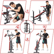 600lbs 6 in 1 Weight Bench Set with Leg Developer Curl Rack and Adjustable Workout Bench