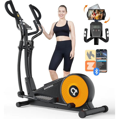 400LBS Weight Capacity Elliptical Machines With Hyper-Quiet Magnetic Driving System and16-Level Adjustable Resistance