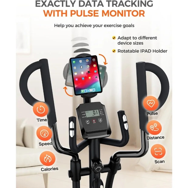 400LBS Weight Capacity Elliptical Machines With Hyper-Quiet Magnetic Driving System and16-Level Adjustable Resistance