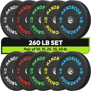 High Bounce Bumper Weight Plate Set for Home Gym, Colored Rubber Weights