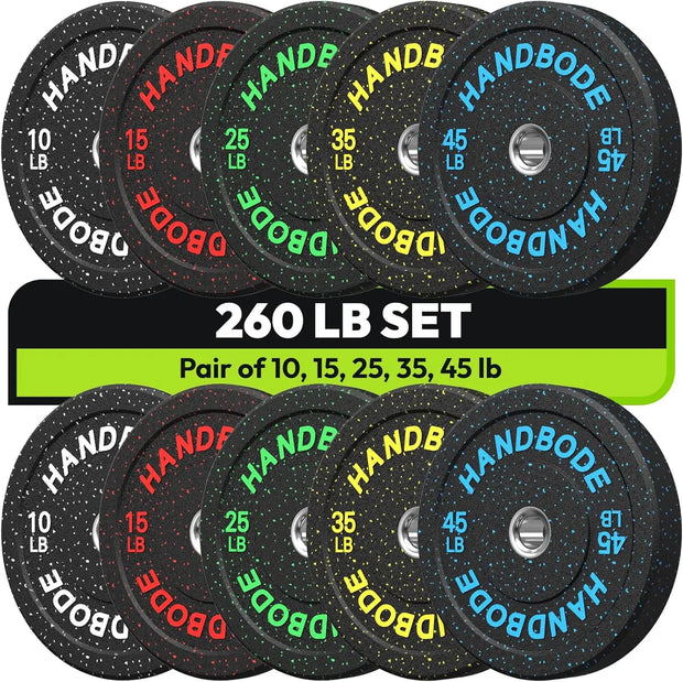 High Bounce Bumper Weight Plate Set for Home Gym, Colored Rubber Weights