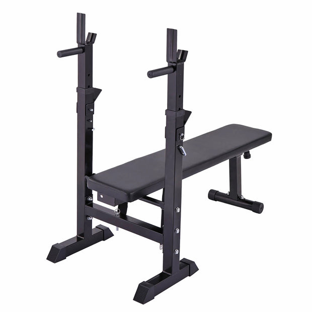 Adjustable Folding Multifunctional Workout Bench with Squat Rack