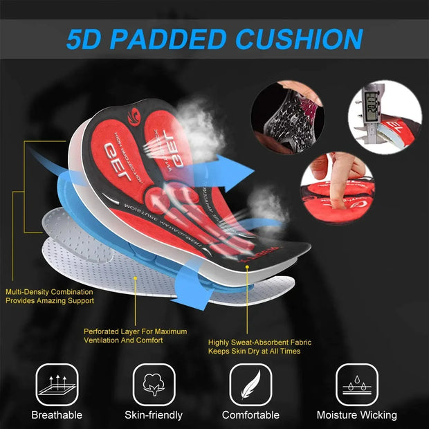 Pro Summer Shockproof 5D GEL Pad Cushion MTB Bicycle Bib Tights