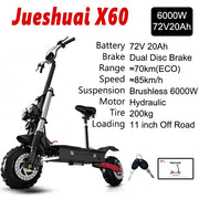 10/11 Inch 48V-72V 1000W-6000W  Off Road Electric Kick Scooter Foldable Adult 50-85km/h