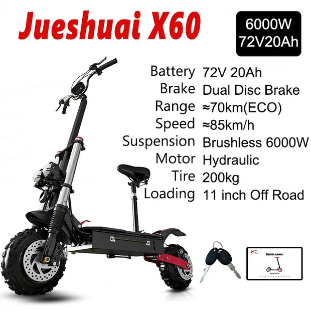 10/11 Inch 48V-72V 1000W-6000W  Off Road Electric Kick Scooter Foldable Adult 50-85km/h