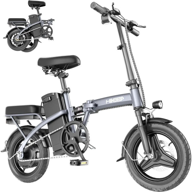 Folding Electric Bike for Adults,14” Tire 22Mph 400W (Peak 600W) Motor