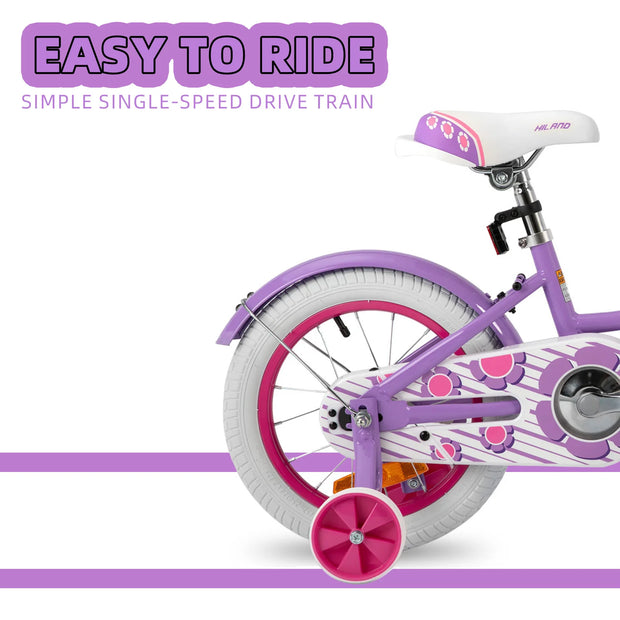 Girls12/14/16 Inch Bicycle with Basket and Stabilizers