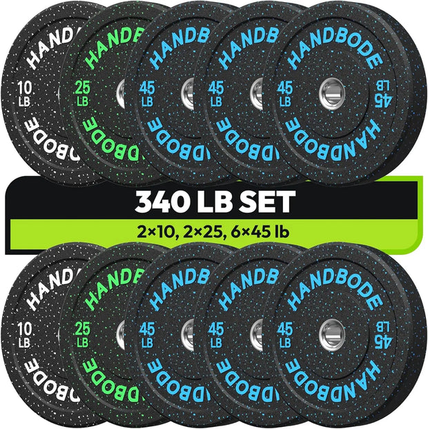 High Bounce Bumper Weight Plate Set for Home Gym, Colored Rubber Weights
