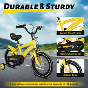 14" Children's Stabilized Training Bike with Handbrake Removable Wheels for Kids 3-6 Years