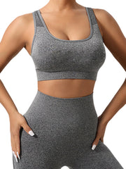 Women Workout Sets 2 Piece Stretchy Sports Bra and High Waisted Seamless Workout Shorts