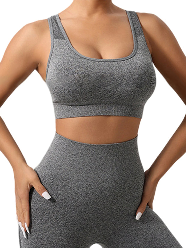 Women Workout Sets 2 Piece Stretchy Sports Bra and High Waisted Seamless Workout Shorts