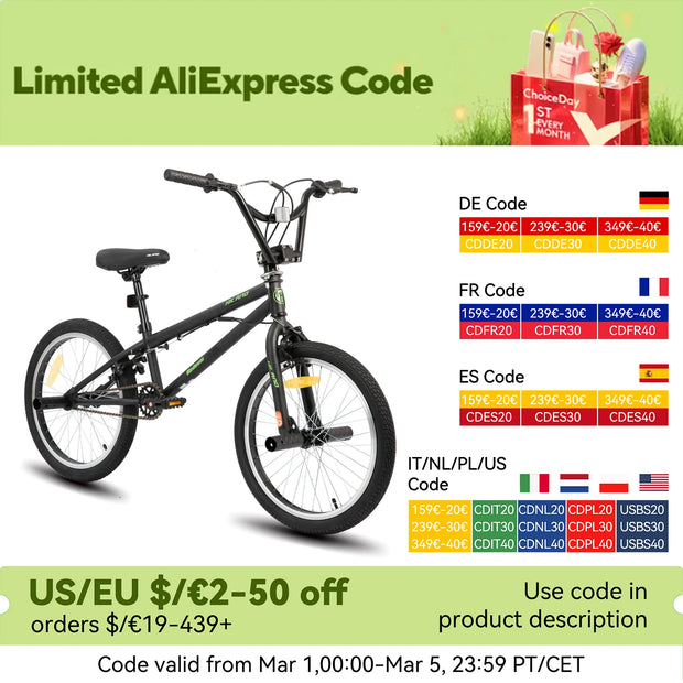 20 inch Freestyle Kids BMX Bike 360 Degree Gyro & 4 Pegs