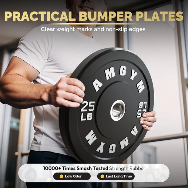 Rubber Coated 2 Inch Barbell Sets for Home Gym - Free Weights