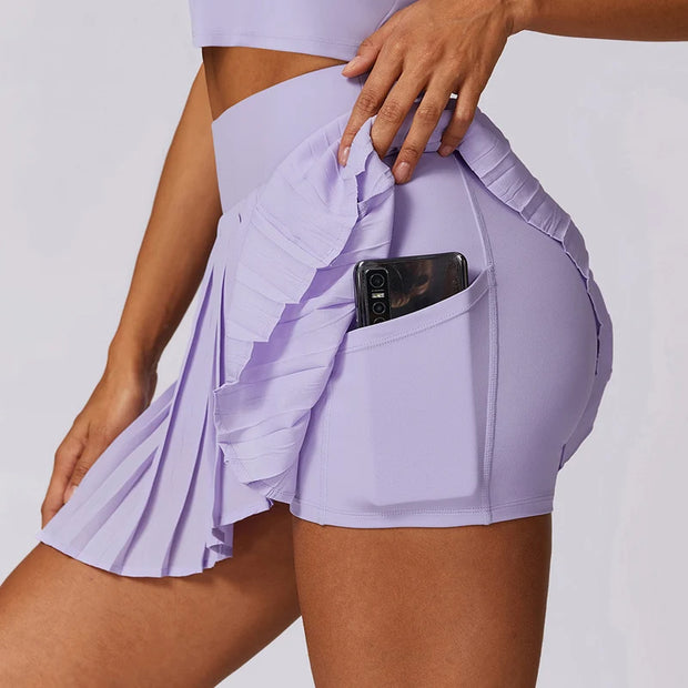 Women's High Waisted Pleated Tennis yoga Fitness Skort with Pocket