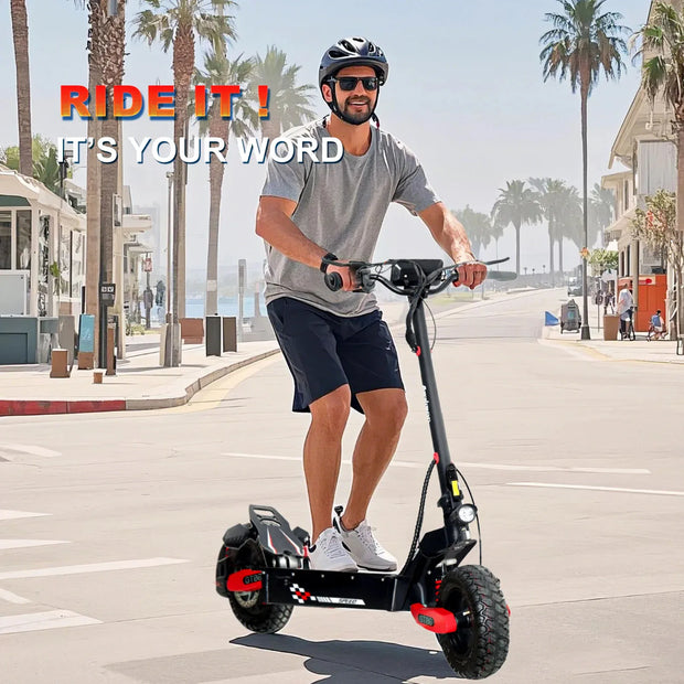 1200W Foldable E-Scooter for Adults -Max Speed 30MPH, 48V 13AH/23.4AH, 11"Off-Road Tires