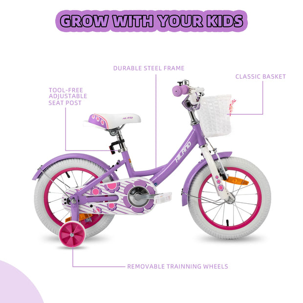 Girls12/14/16 Inch Bicycle with Basket and Stabilizers