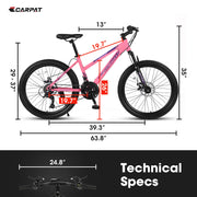 24 26 Inch wheel, 15" Steel Frame, 21-Speed  Female Bicycles